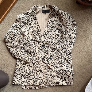 Endless Rose Beige and Black Leopard Print Blazer Jacket